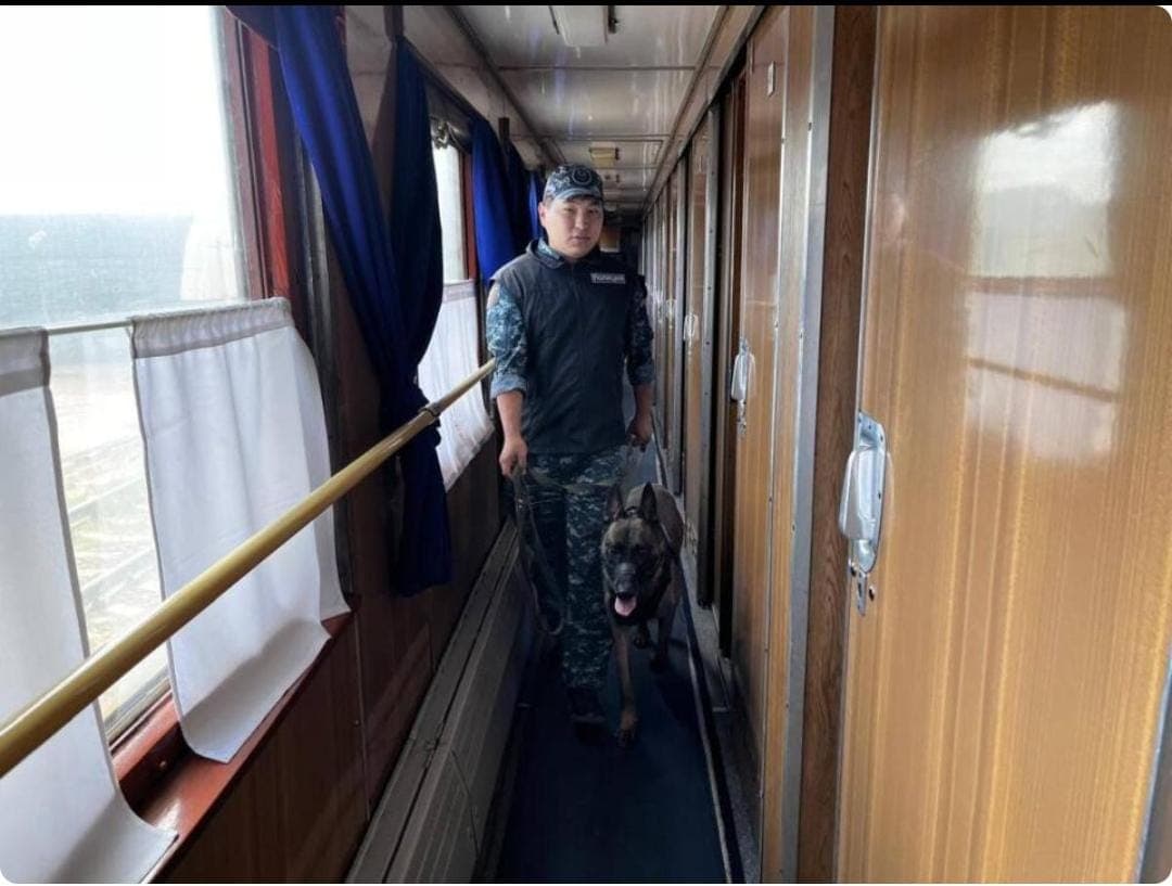 Служебные собаки проверили пассажирский поезд Алматы - Костанай