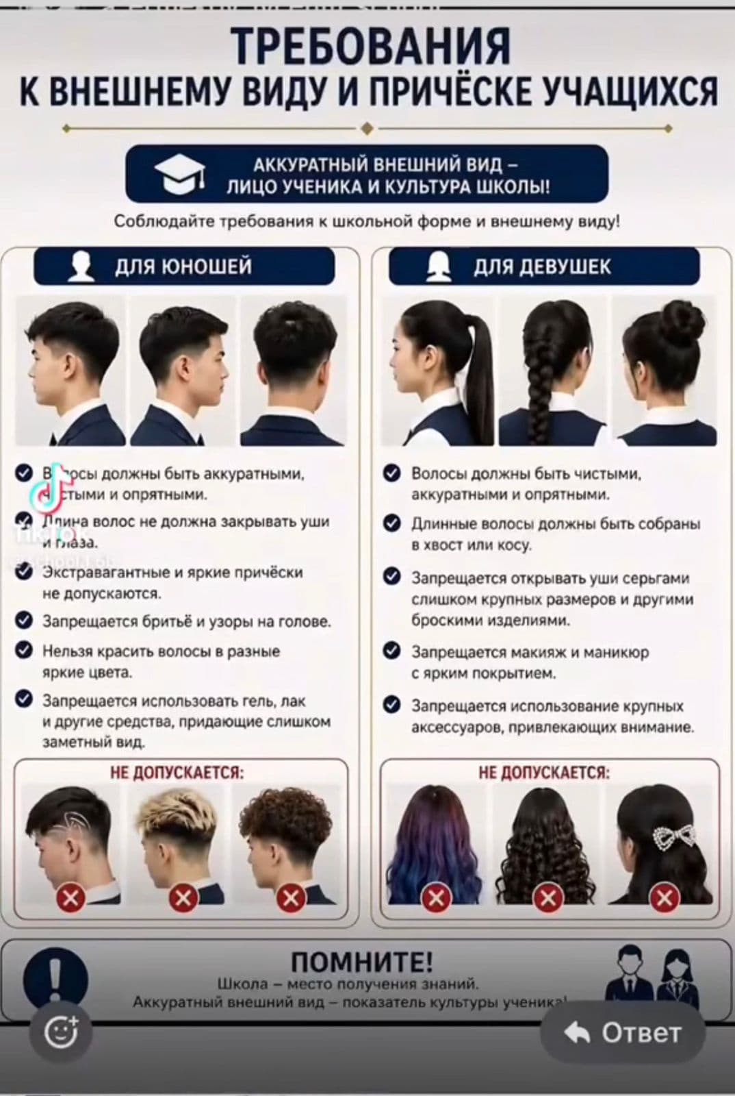 Модные причёски под запрет? Как должен выглядеть школьник, пояснили в управлении образования